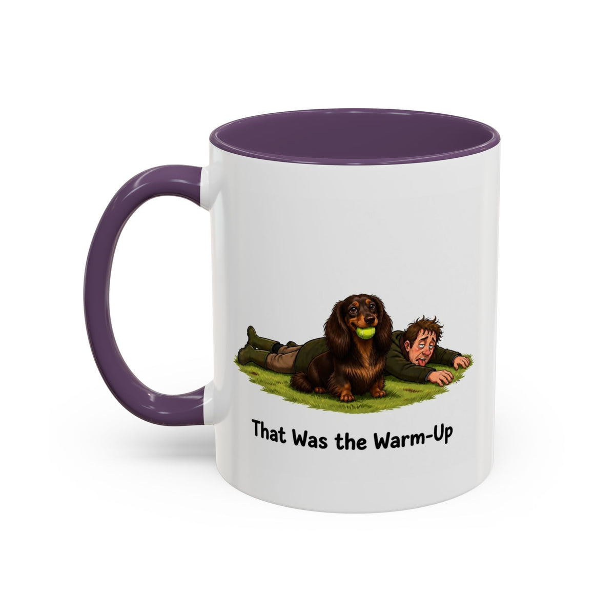 Warm-Up Mug - Mini Long Haired Dachshund - Chocolate & Tan - Man