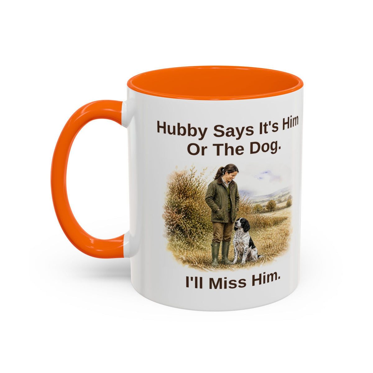 Hubby Says Mug - Springer Spaniel - Black & White - Brunette