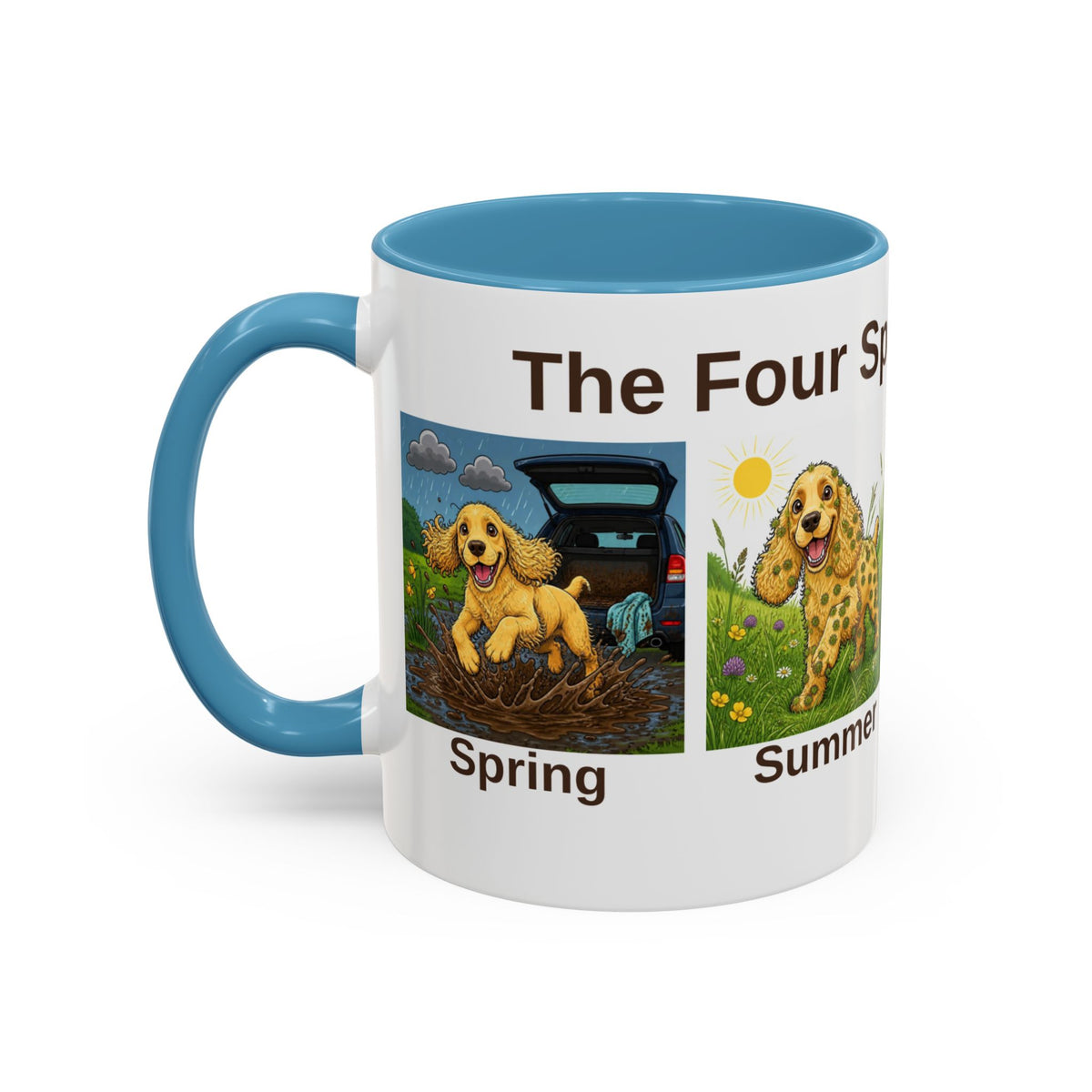 Four Spaniel Seasons Mug - Cocker Spaniel - Yellow (Golden)