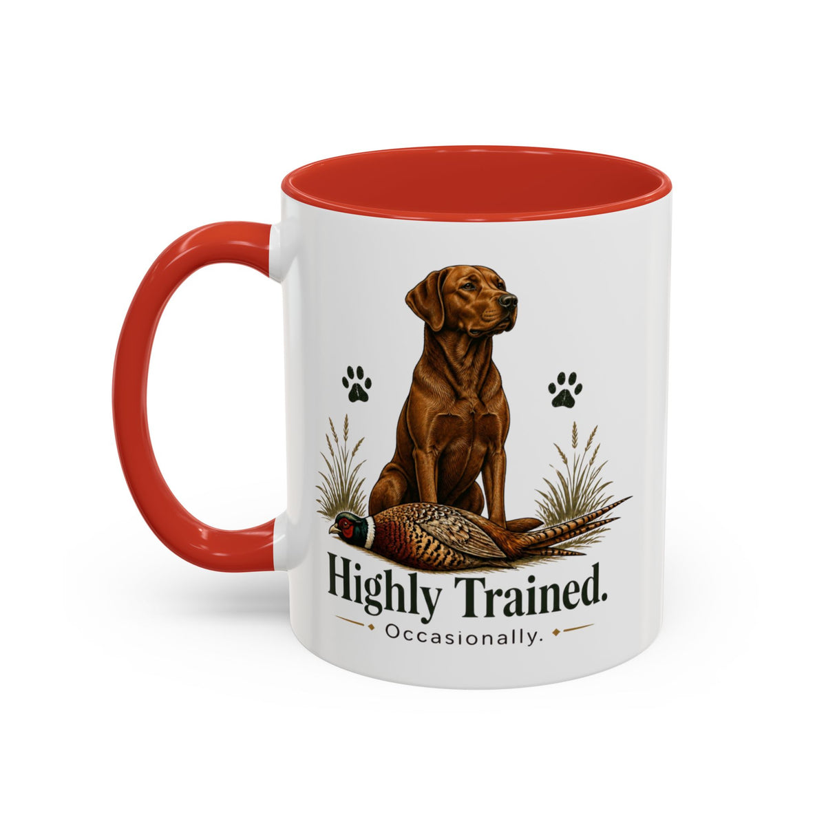 Funny Fox Red Labrador Mug - Highly Trained Occasionally, Gundog Owner Gift, Shooting Dog Lover Coffee Mug, 11oz