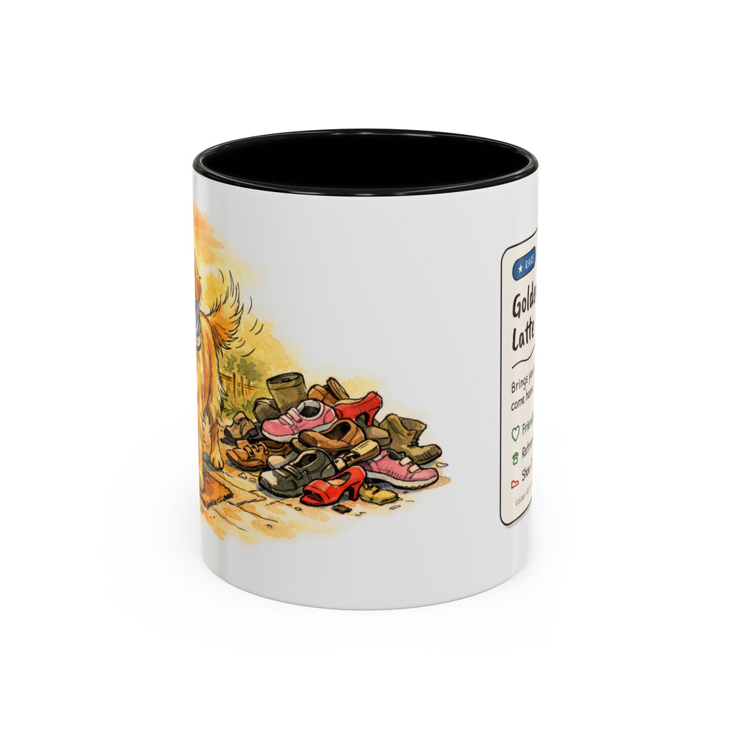 Funny golden retriever mug, dog with a stolen shoe – view 1
