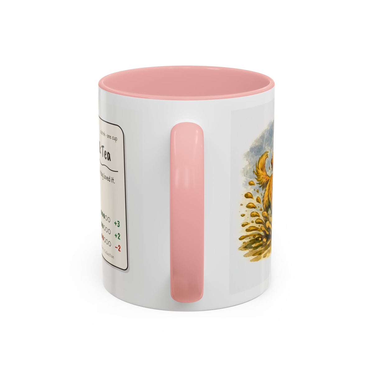 Rainy Walk Tea mug, woman with golden dog on a muddy rainy walk – view 10