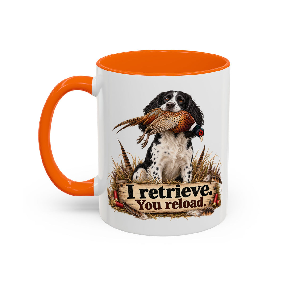 Funny Black and White Springer Spaniel Mug - I Retrieve You Reload, Gundog Owner Gift, Shooting Dog Lover Coffee Mug, 11oz