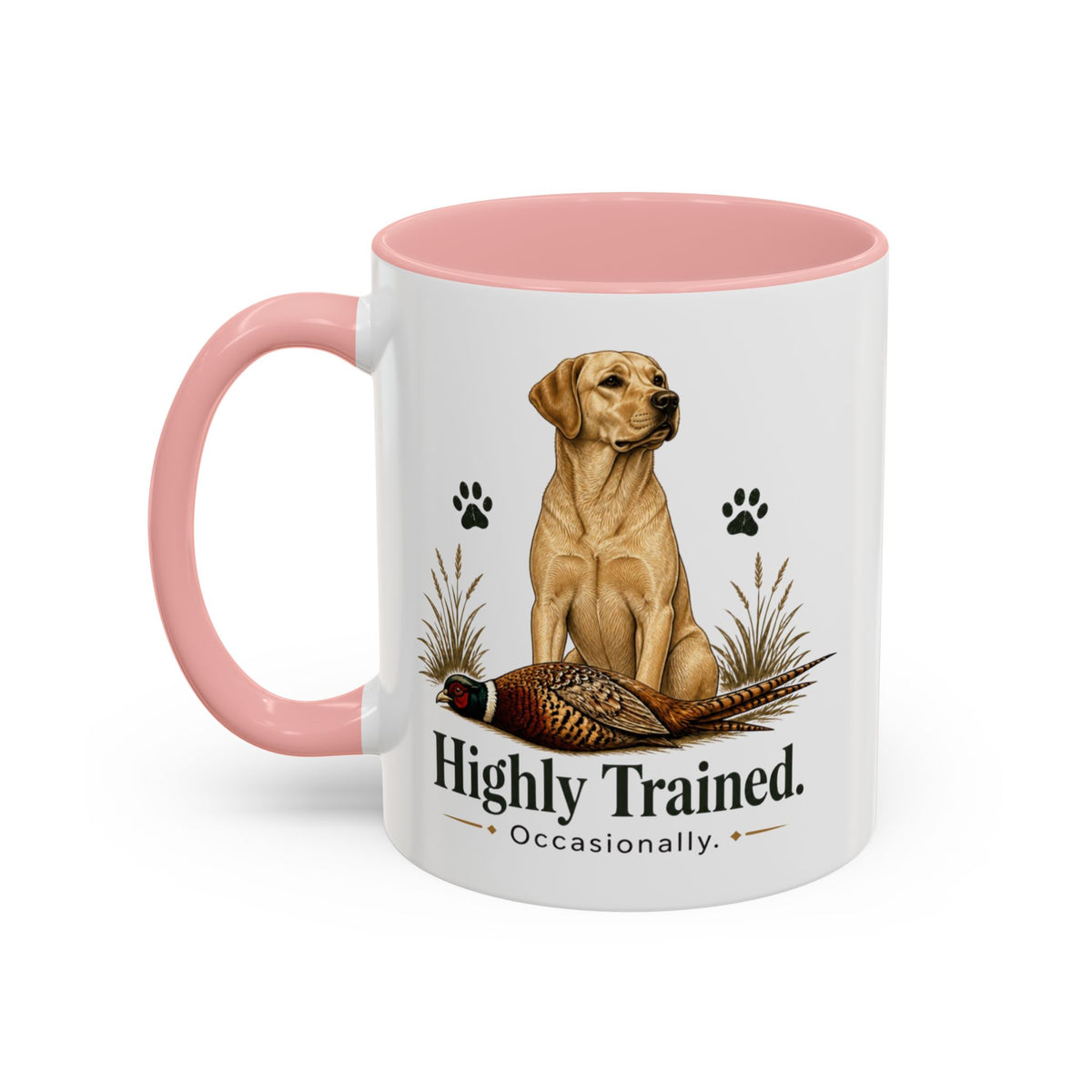 Funny Yellow Labrador Mug - Highly Trained Occasionally, Gundog Owner Gift, Shooting Dog Lover Coffee Mug, 11oz