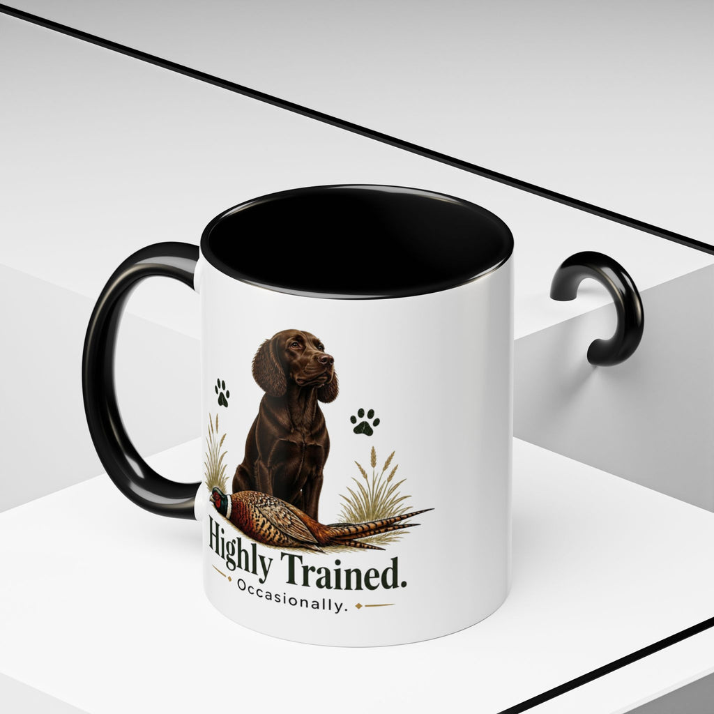 Funny Chocolate Cocker Spaniel Mug - Highly Trained Occasionally, Gundog Owner Gift, Shooting Dog Lover Coffee Mug, 11oz