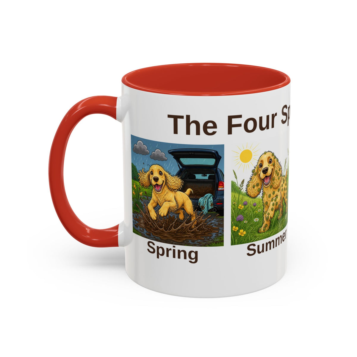 Four Spaniel Seasons Mug - Cocker Spaniel - Yellow (Golden)