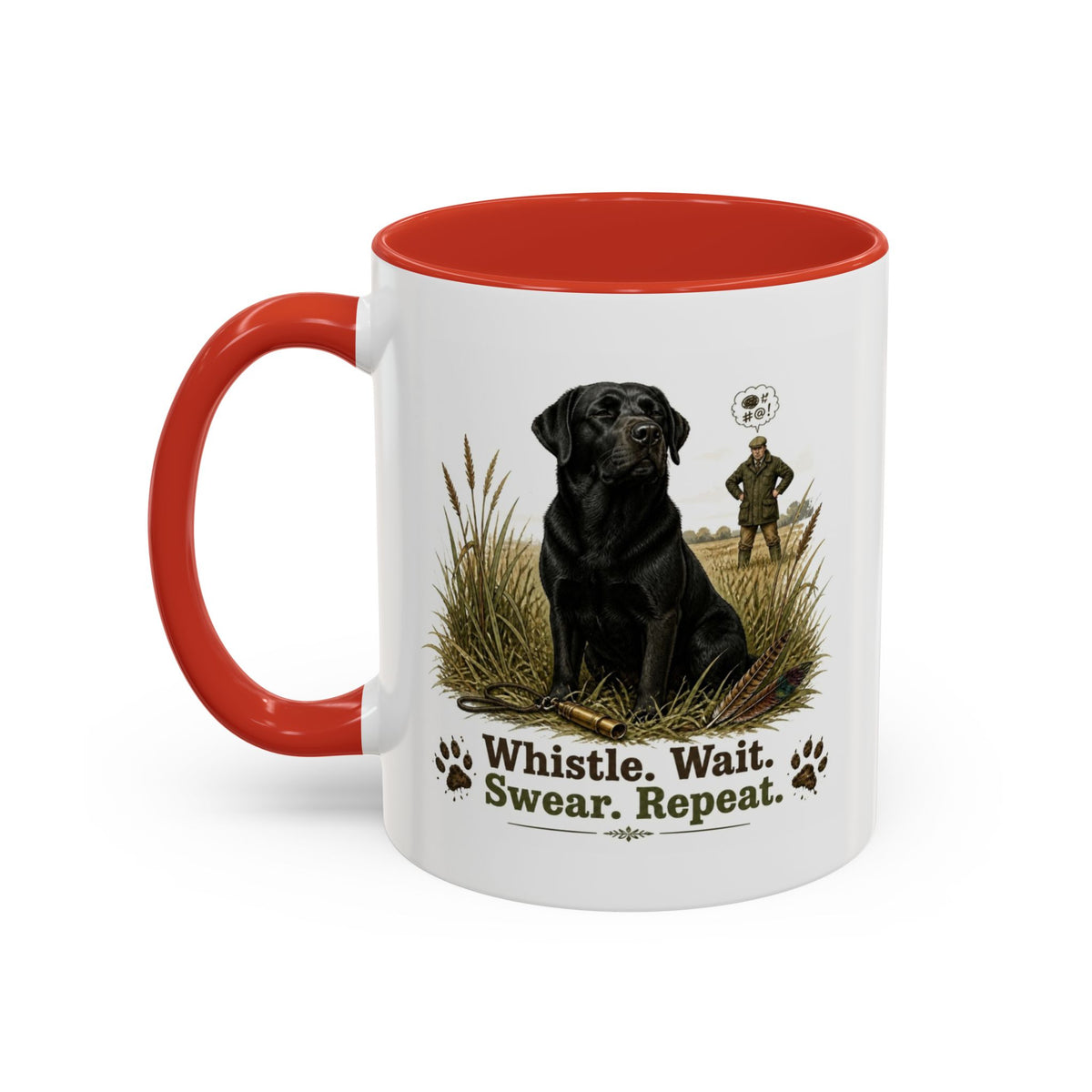 Funny Black Labrador Mug - Whistle. Wait. Swear. Repeat. Working Gun Dog Gift, Dog Training Mug, 11oz