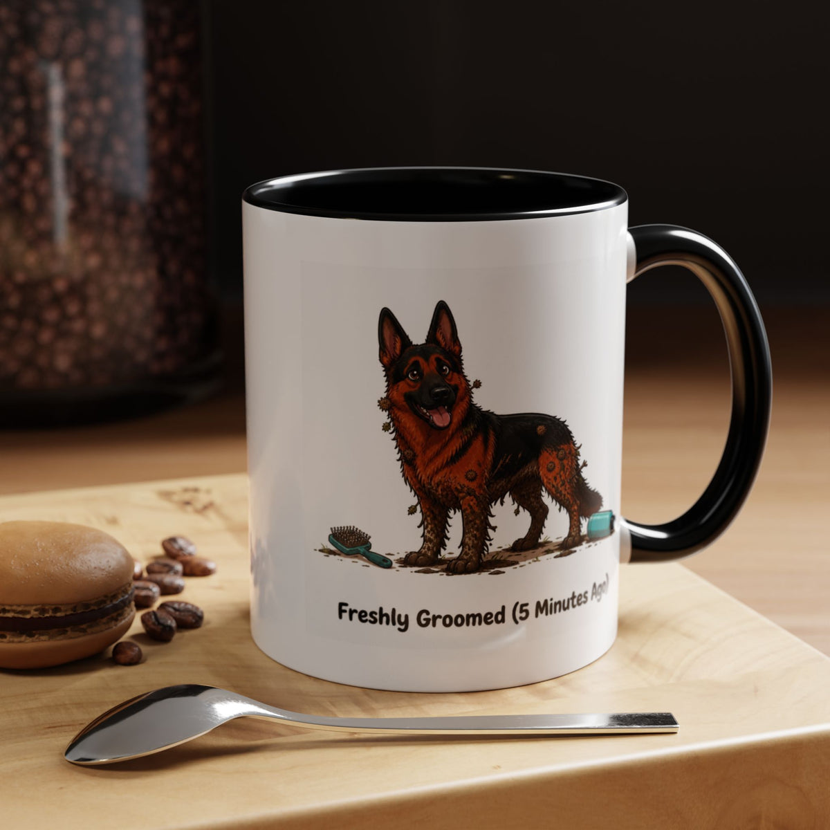 Freshly Groomed Mug - German Shepherd - Black & Red
