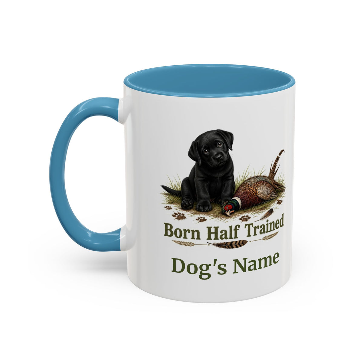 Personalised Black Labrador Puppy Mug - Born Half Trained - Custom Dog Name, Pheasant Gun Dog Gift, 11oz