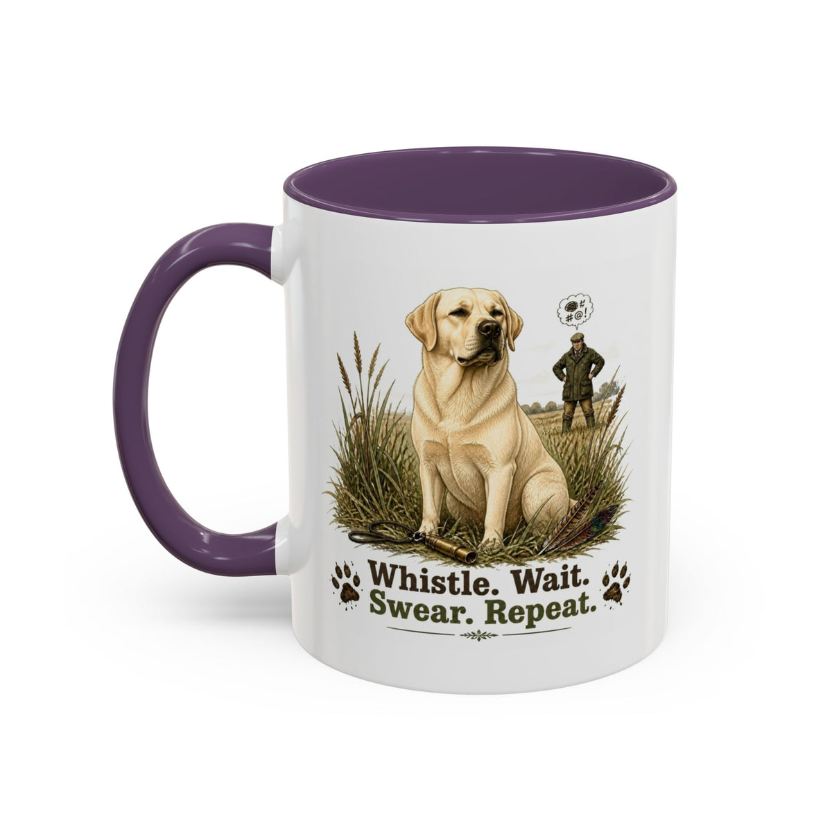 Funny Yellow Labrador Mug - Whistle. Wait. Swear. Repeat. Working Gun Dog Gift, Dog Training Mug, 11oz