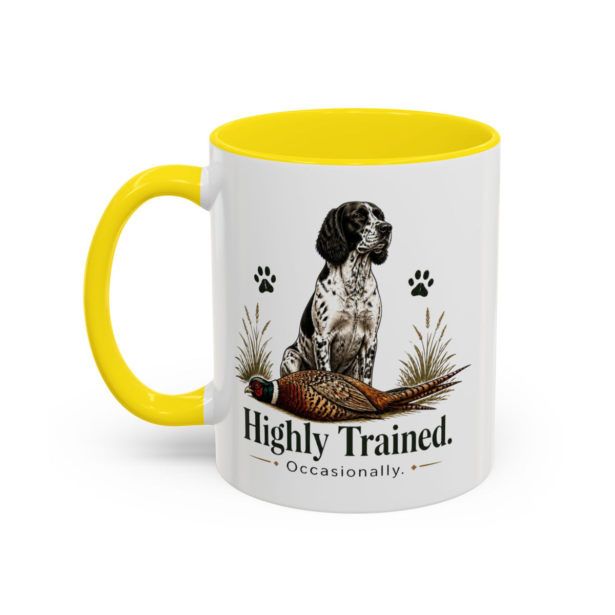 Funny Black and White Springer Spaniel Mug - Highly Trained Occasionally, Gundog Owner Gift, Shooting Dog Lover Coffee Mug, 11oz
