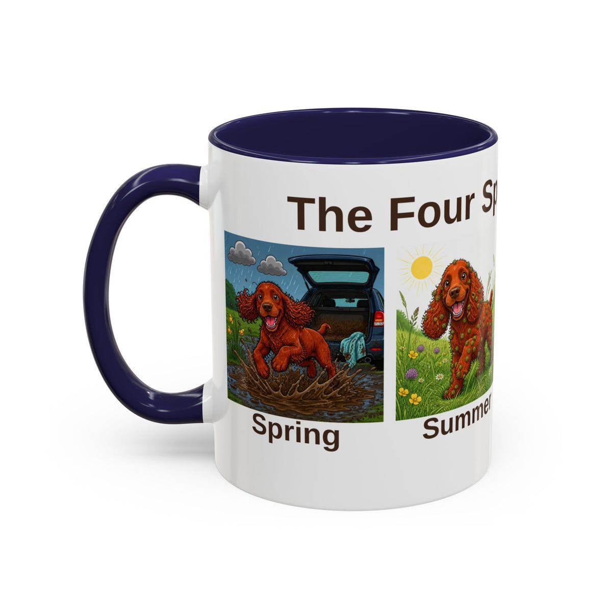 Four Spaniel Seasons Mug - Cocker Spaniel - Red