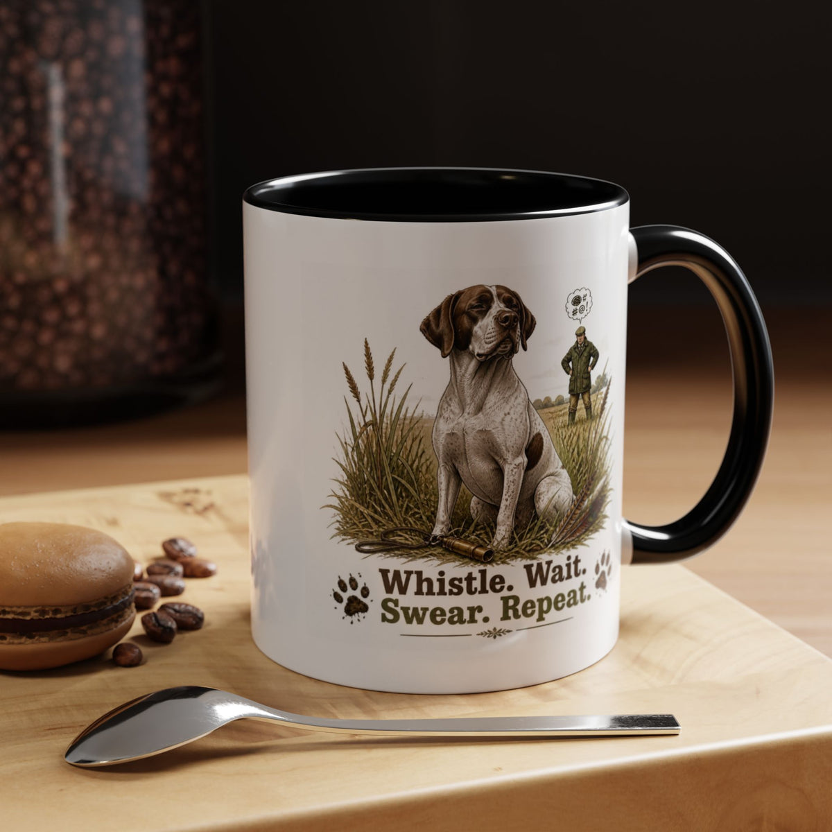 Funny English Pointer Mug - Whistle. Wait. Swear. Repeat. Working Gun Dog Gift, Dog Training Mug, 11oz