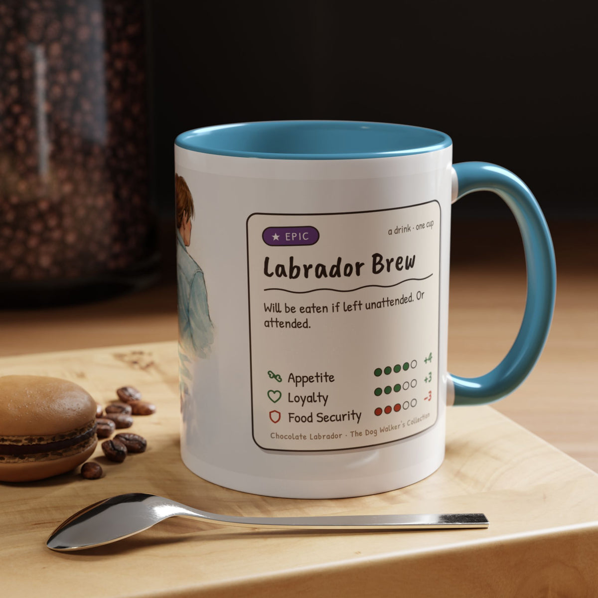 Funny chocolate Labrador mug, food thief Lab – view 3