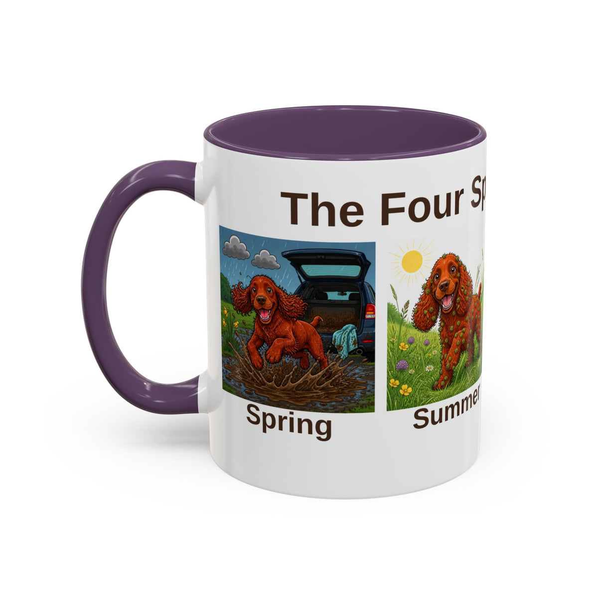 Four Spaniel Seasons Mug - Cocker Spaniel - Red