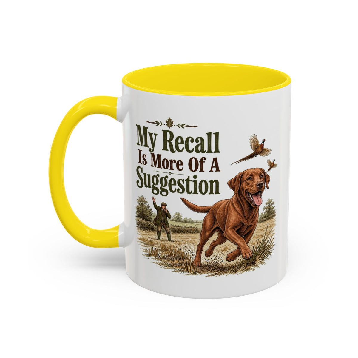 Funny Fox Red Labrador Mug - My Recall Is More Of A Suggestion, Working Gun Dog Gift, Pheasant Shooting Mug, 11oz