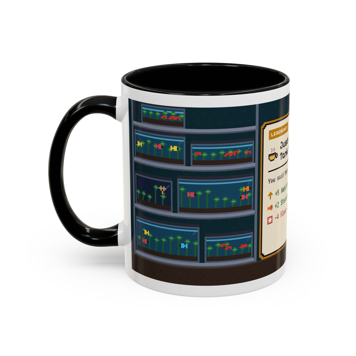 Just One More Tank Tea pixel art fishkeeper mug, 11oz ceramic – view 6