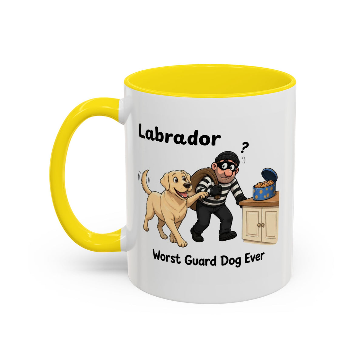 Personalised Yellow Labrador Mug - Worst Guard Dog Ever - Custom Dog Name, Funny Lab Gift, 11oz