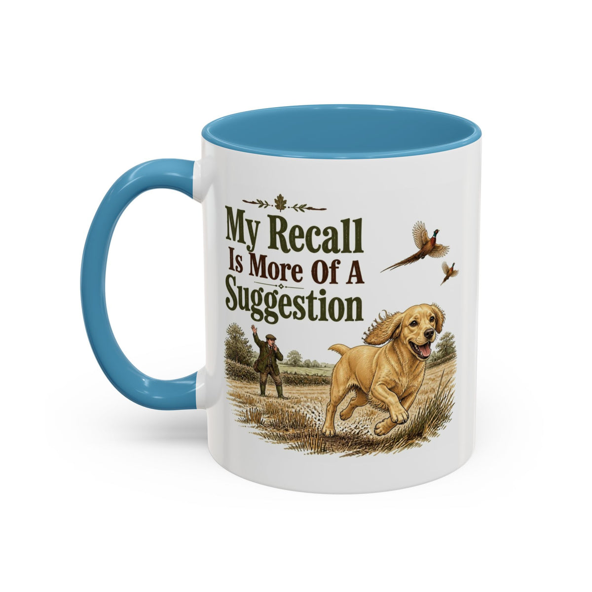 Funny Golden Cocker Spaniel Mug - My Recall Is More Of A Suggestion, Working Gun Dog Gift, Pheasant Shooting Mug, 11oz
