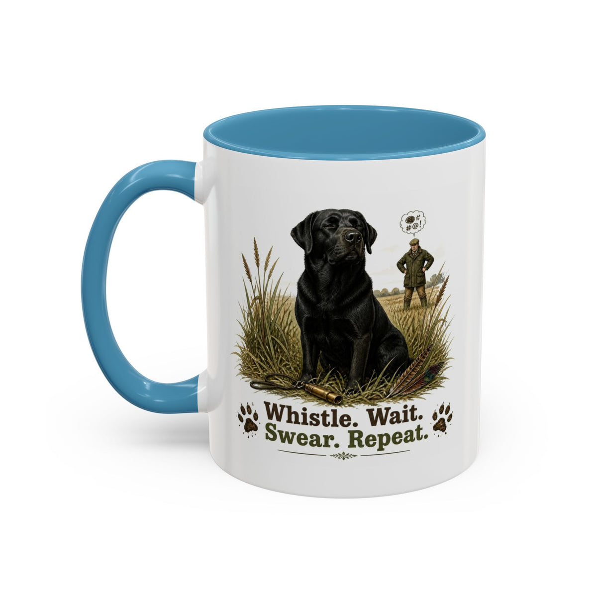 Funny Black Labrador Mug - Whistle. Wait. Swear. Repeat. Working Gun Dog Gift, Dog Training Mug, 11oz