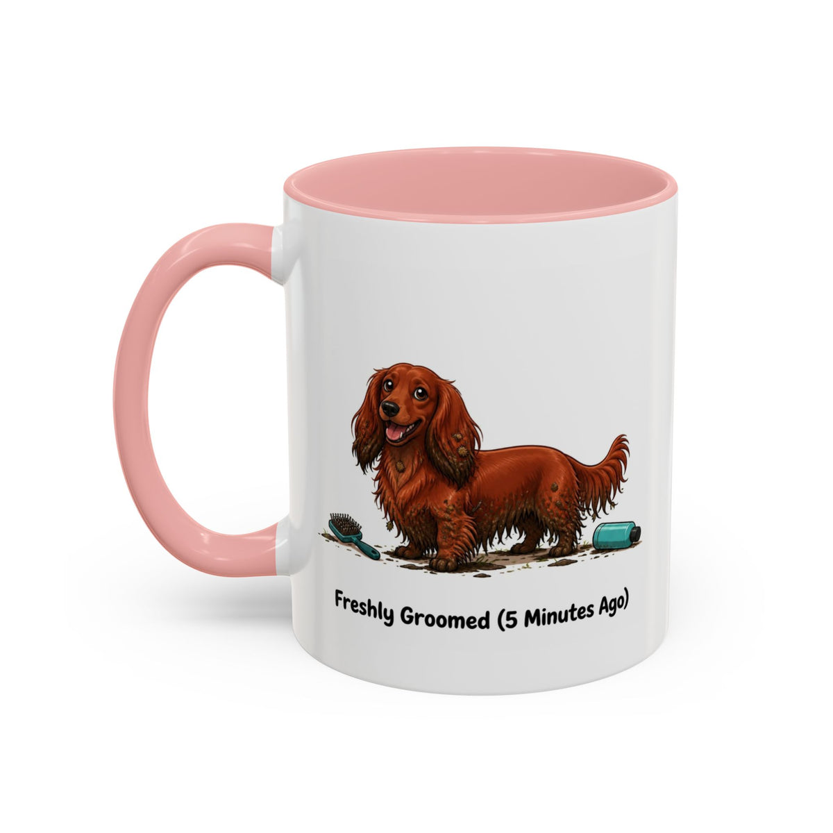 Freshly Groomed Mug - Mini Long Haired Dachshund - Red