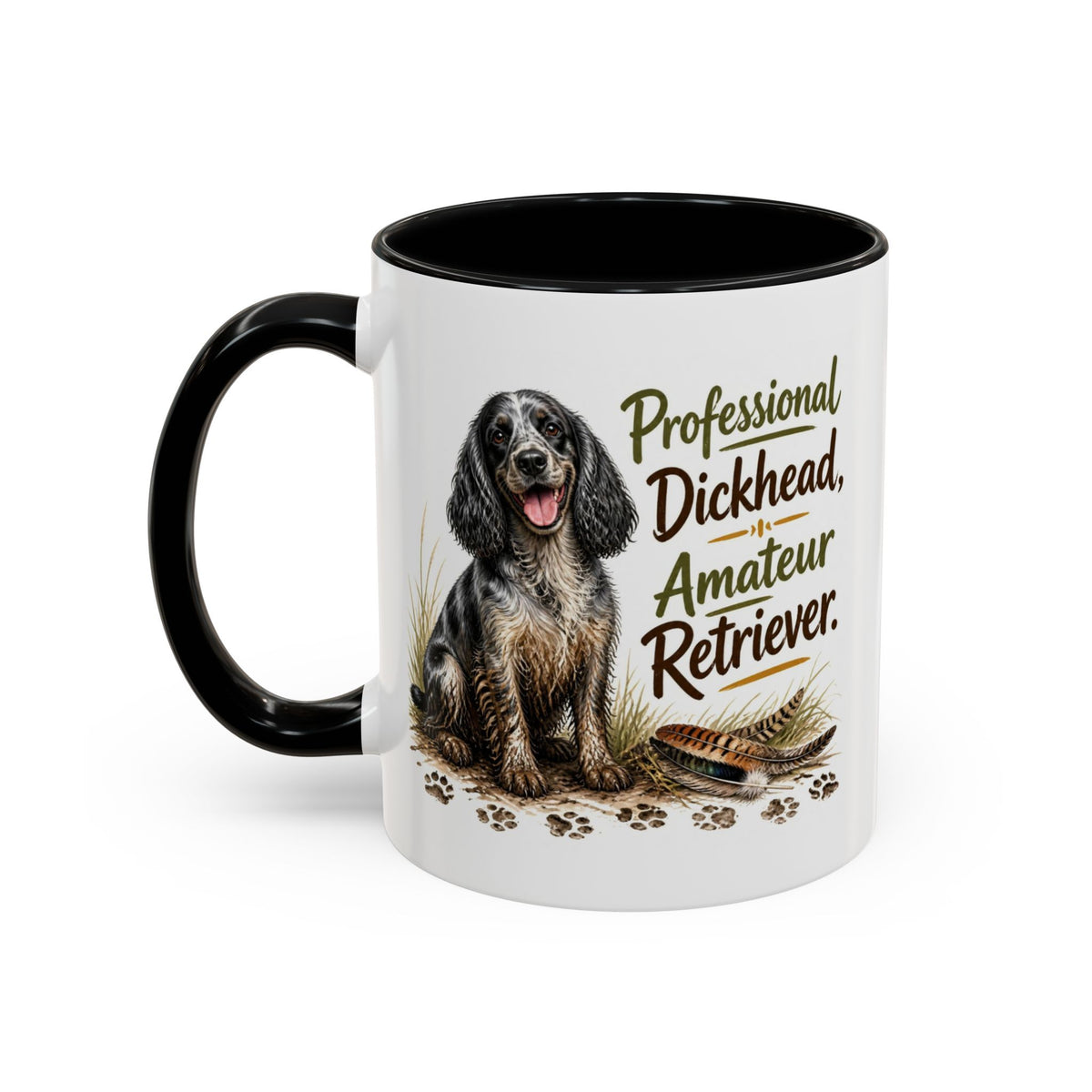 Funny Blue Roan Cocker Spaniel Mug - Professional Dickhead, Amateur Retriever, Working Gun Dog Gift, Pheasant Shooting Mug, 11oz