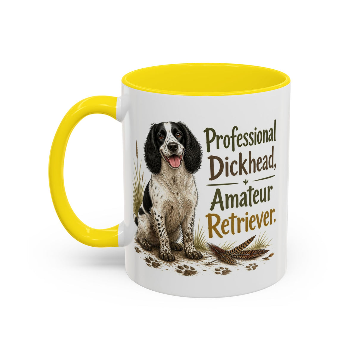 Funny Black and White Springer Spaniel Mug - Professional Dickhead, Amateur Retriever, Working Gun Dog Gift, Pheasant Shooting Mug, 11oz