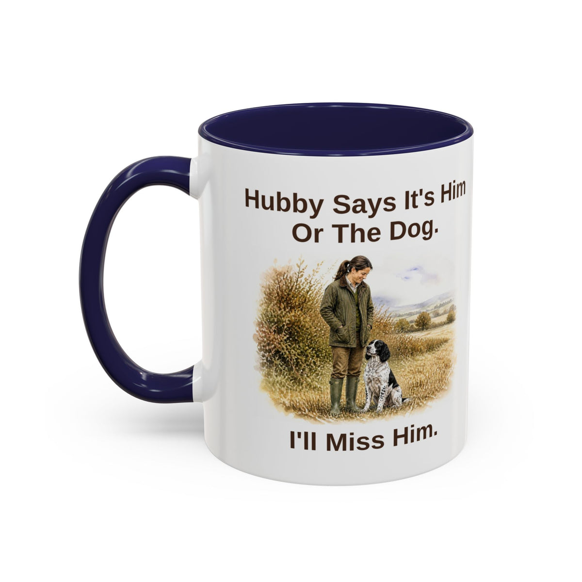 Hubby Says Mug - Springer Spaniel - Black & White - Brunette