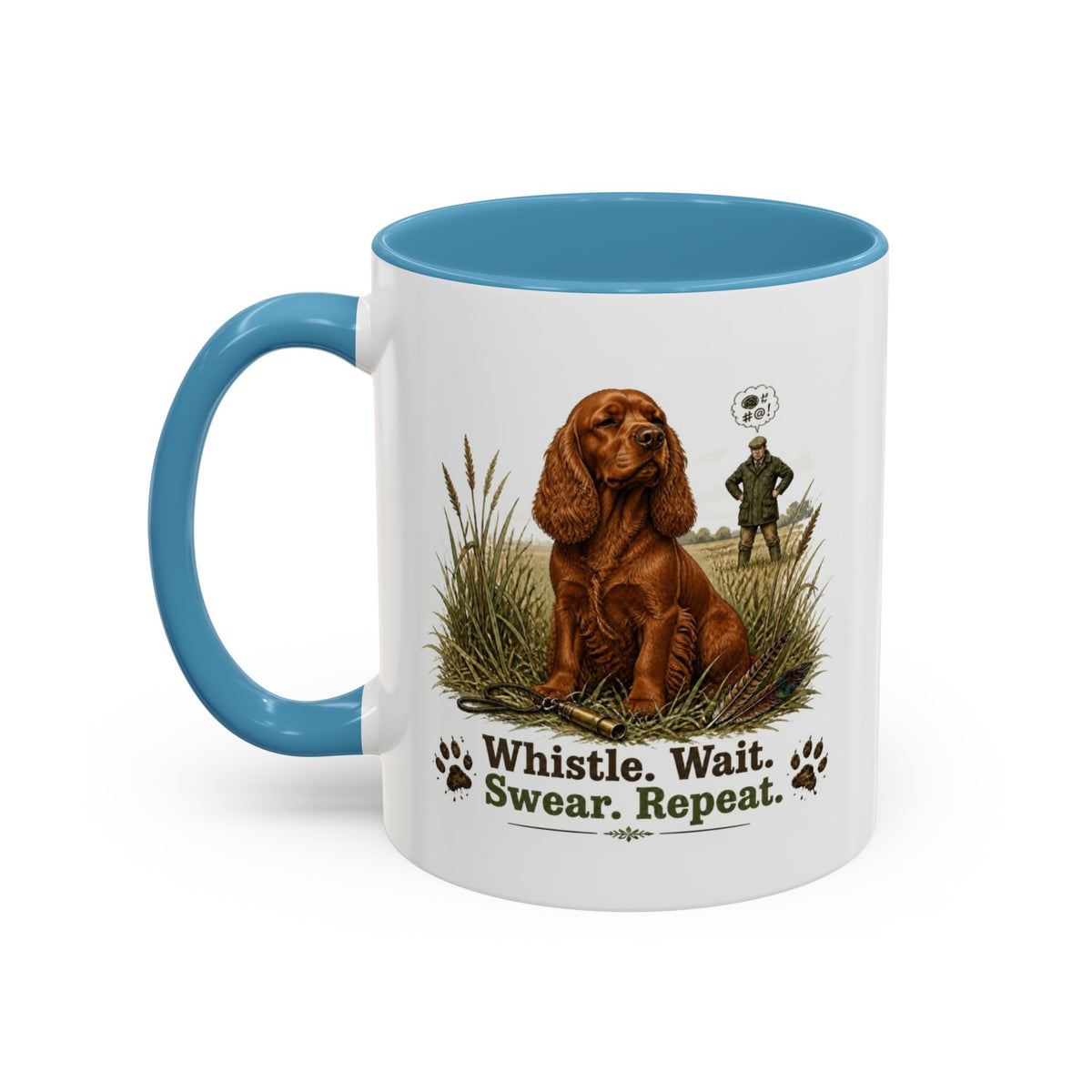 Funny Red Cocker Spaniel Mug - Whistle. Wait. Swear. Repeat. Working Gun Dog Gift, Dog Training Mug, 11oz