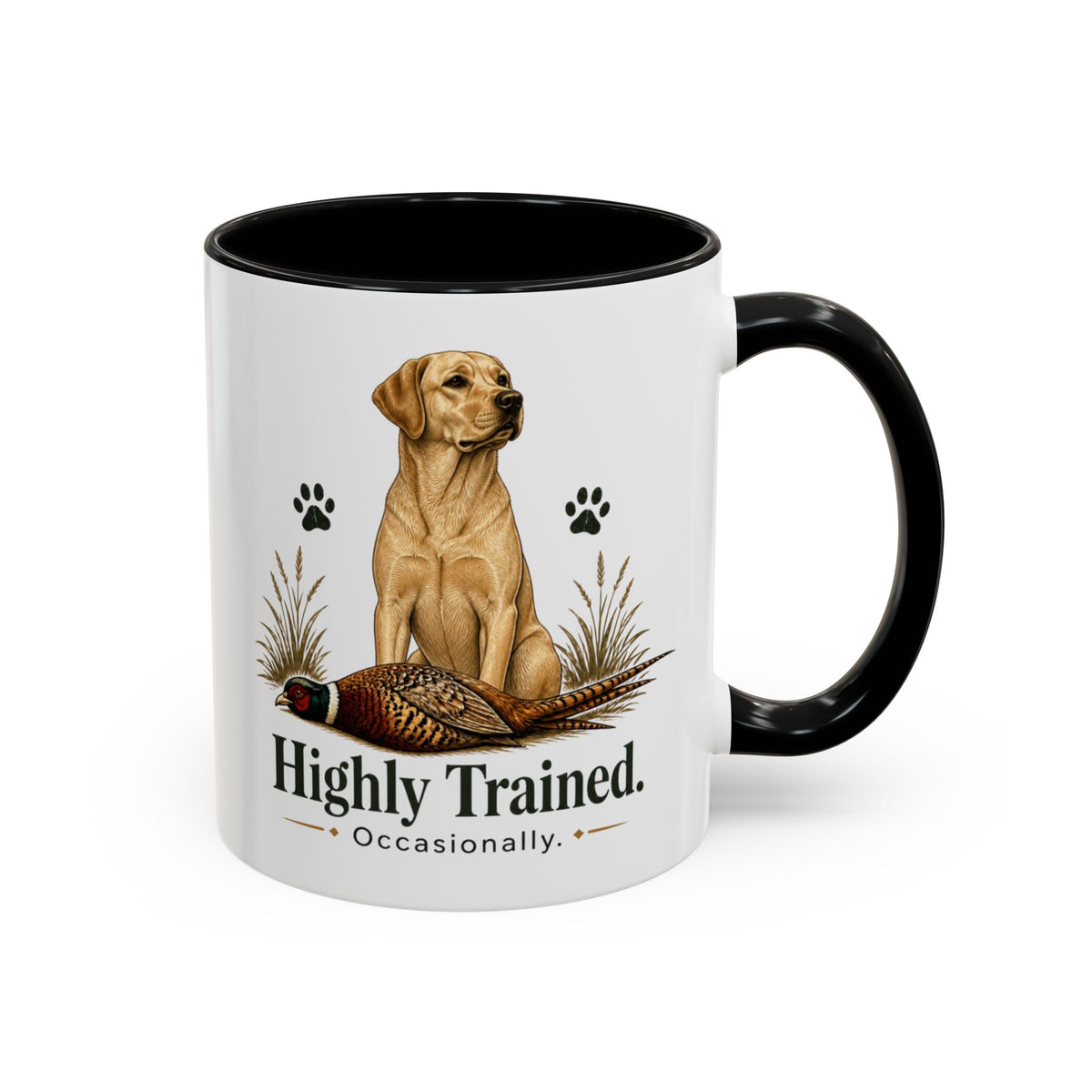 Funny Yellow Labrador Mug - Highly Trained Occasionally, Gundog Owner Gift, Shooting Dog Lover Coffee Mug, 11oz