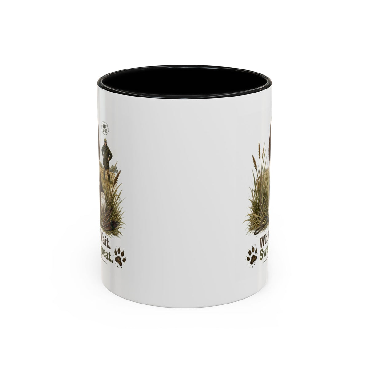 Funny Liver and White Springer Spaniel Mug - Whistle. Wait. Swear. Repeat. Working Gun Dog Gift, Dog Training Mug, 11oz