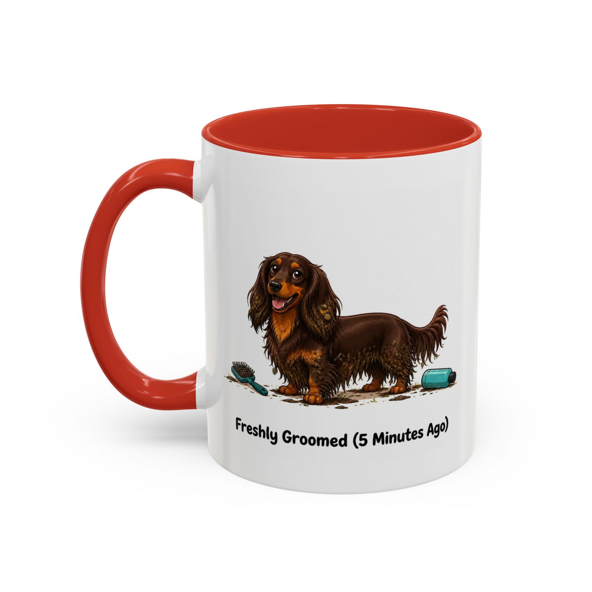 Freshly Groomed Mug - Mini Long Haired Dachshund - Chocolate & Tan