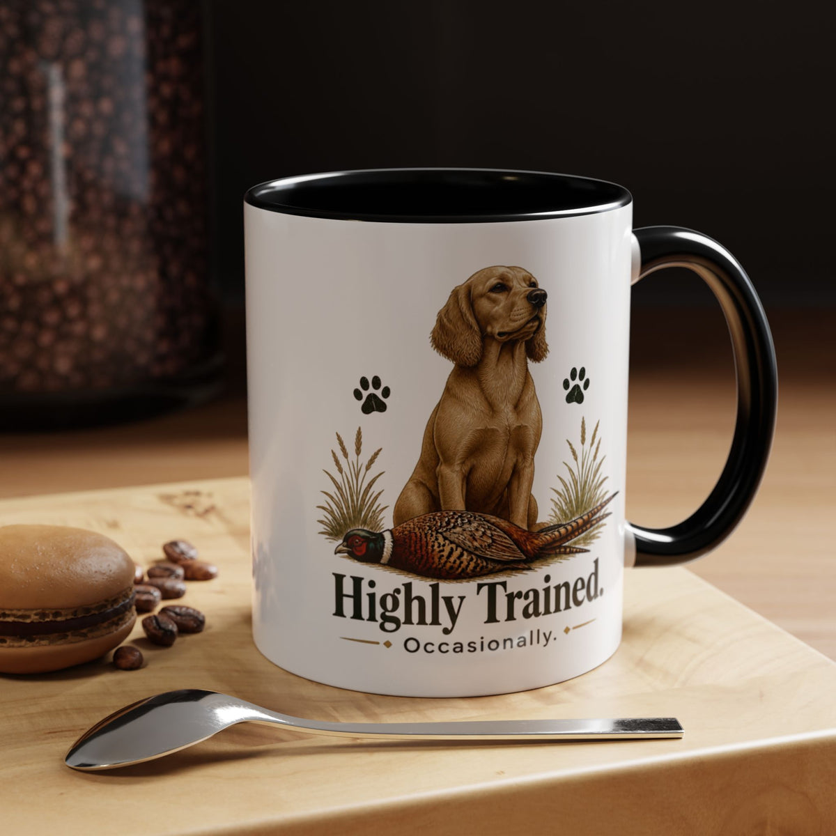 Funny Golden Cocker Spaniel Mug - Highly Trained Occasionally, Gundog Owner Gift, Shooting Dog Lover Coffee Mug, 11oz