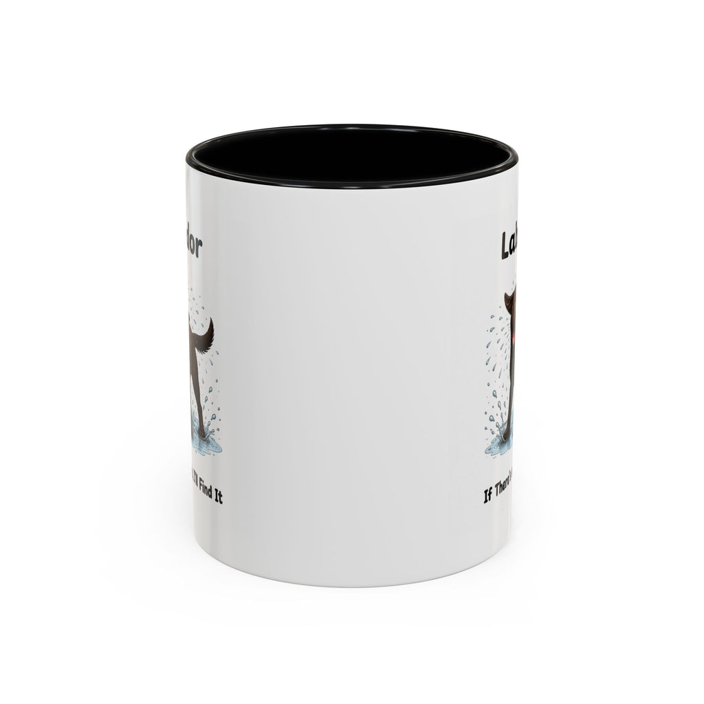 Personalised Chocolate Labrador Mug - If There's a Puddle, I'll Find It - Custom Dog Name, Funny Wet Dog Gift, 11oz