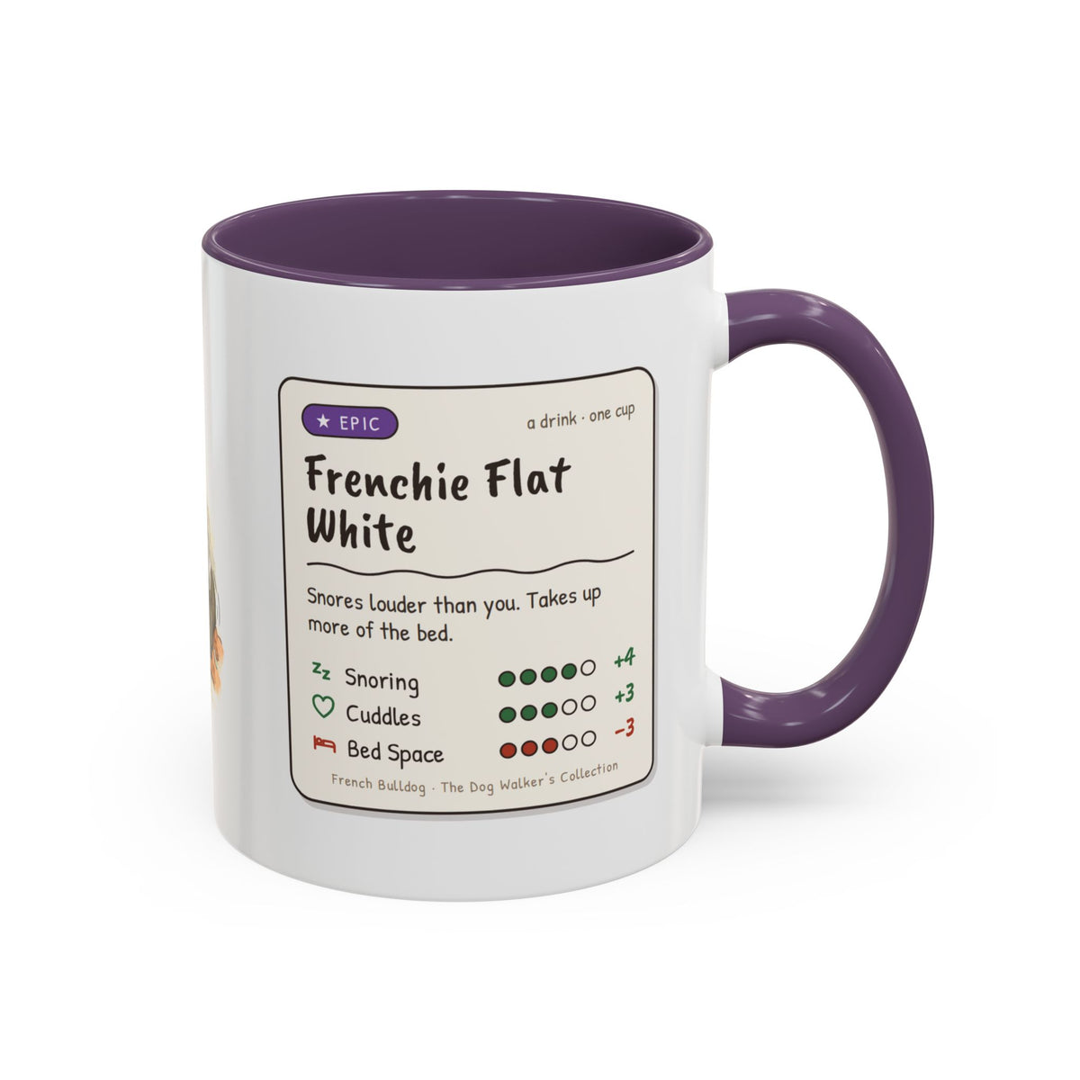Funny French Bulldog Mug – Snoring Frenchie Bed Hog, Watercolour Dog Lover Gift, 11oz Ceramic Coffee Cup