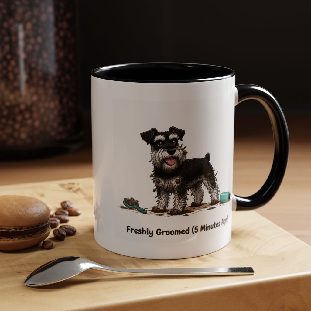 Freshly Groomed Mug - Miniature Schnauzer - Black & Silver