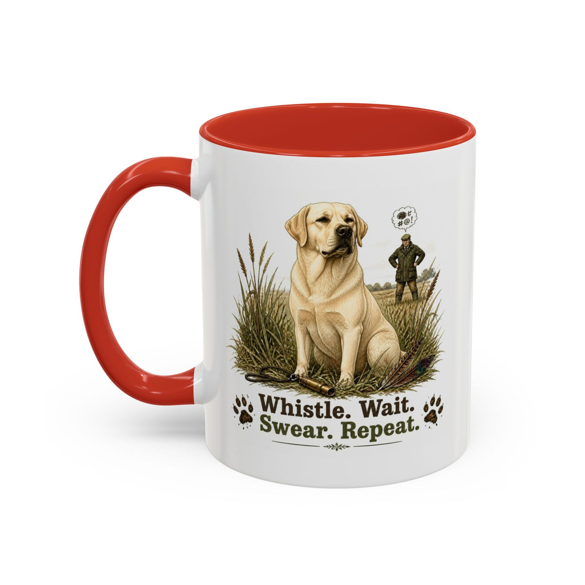 Funny Yellow Labrador Mug - Whistle. Wait. Swear. Repeat. Working Gun Dog Gift, Dog Training Mug, 11oz