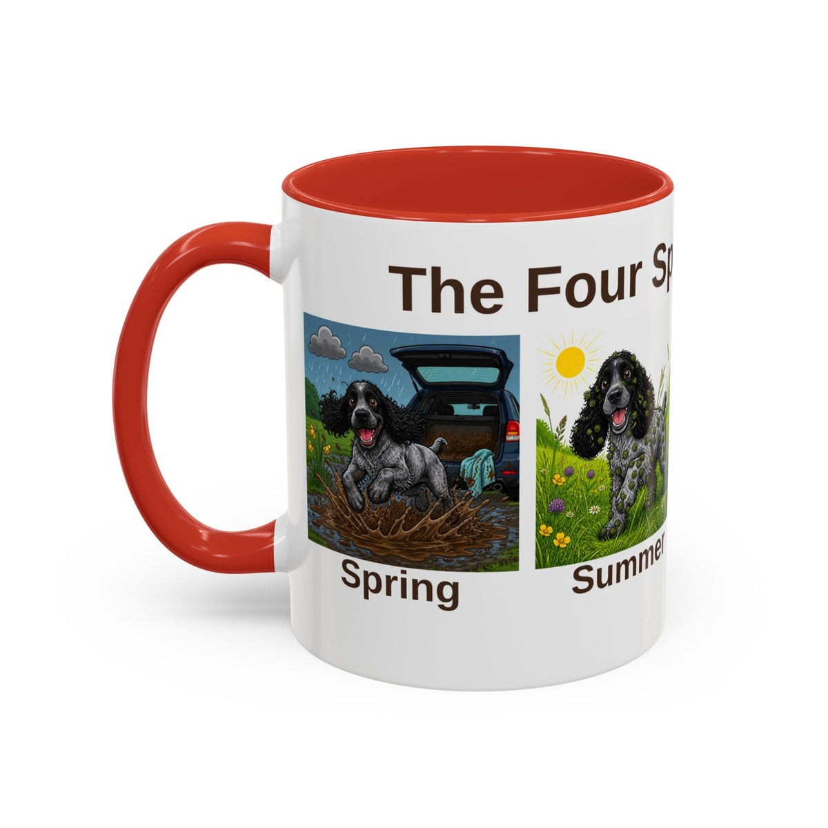 Four Spaniel Seasons Mug - Cocker Spaniel - Blue Roan