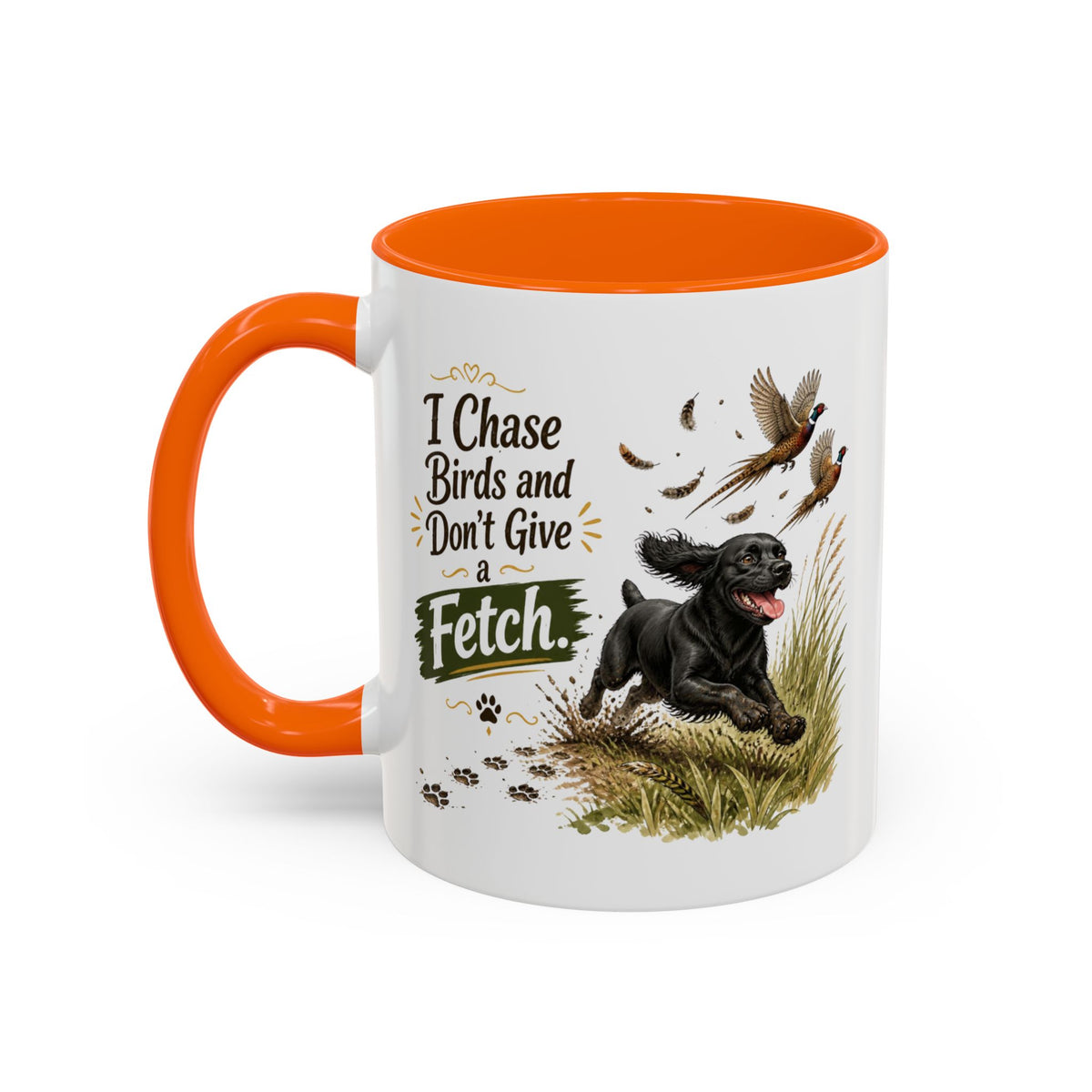 Funny Black Cocker Spaniel Mug - I Chase Birds and Don't Give a Fetch, Working Gun Dog Gift, Pheasant Shooting Mug, 11oz