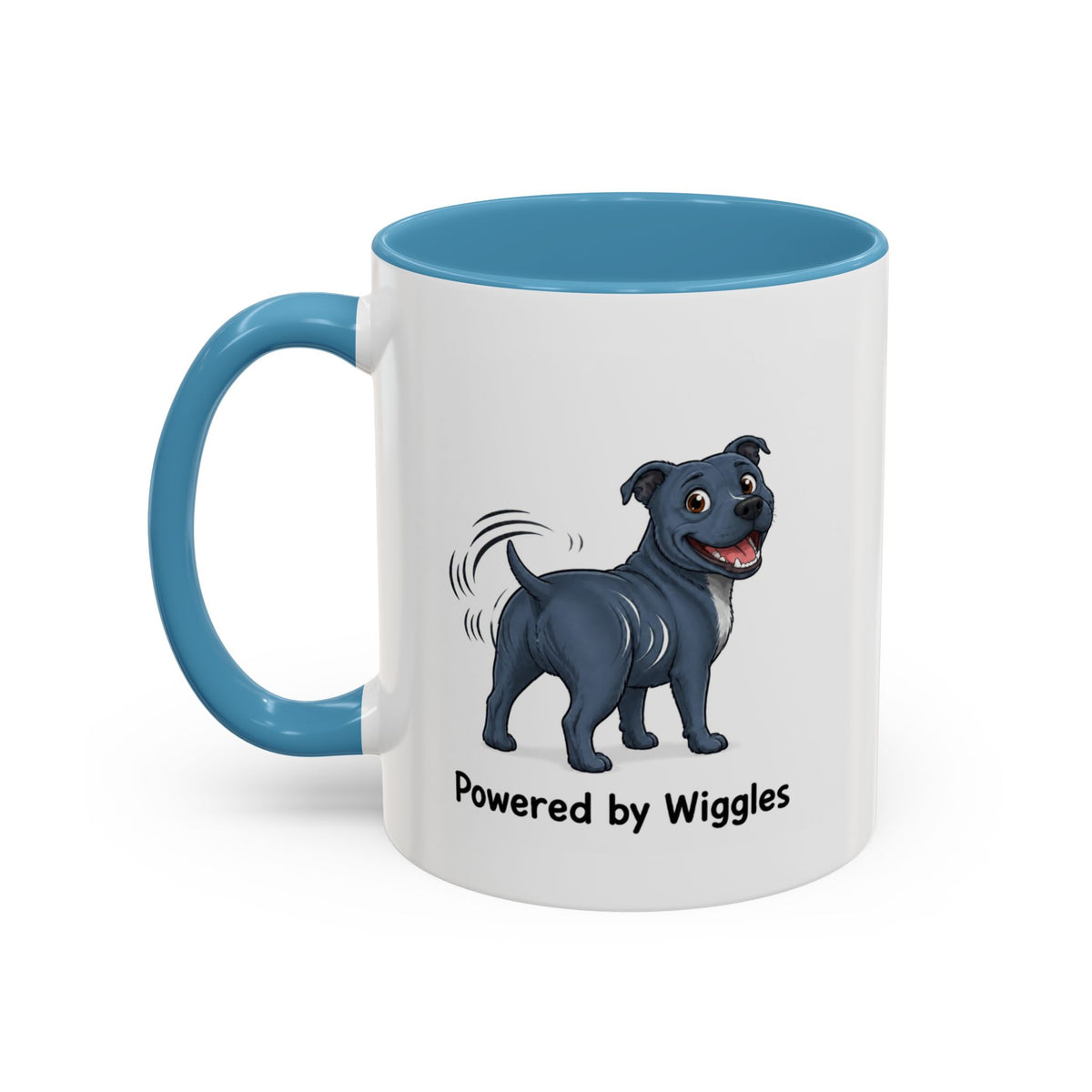 Powered by Wiggles Mug - Staffordshire Bull Terrier - Blue
