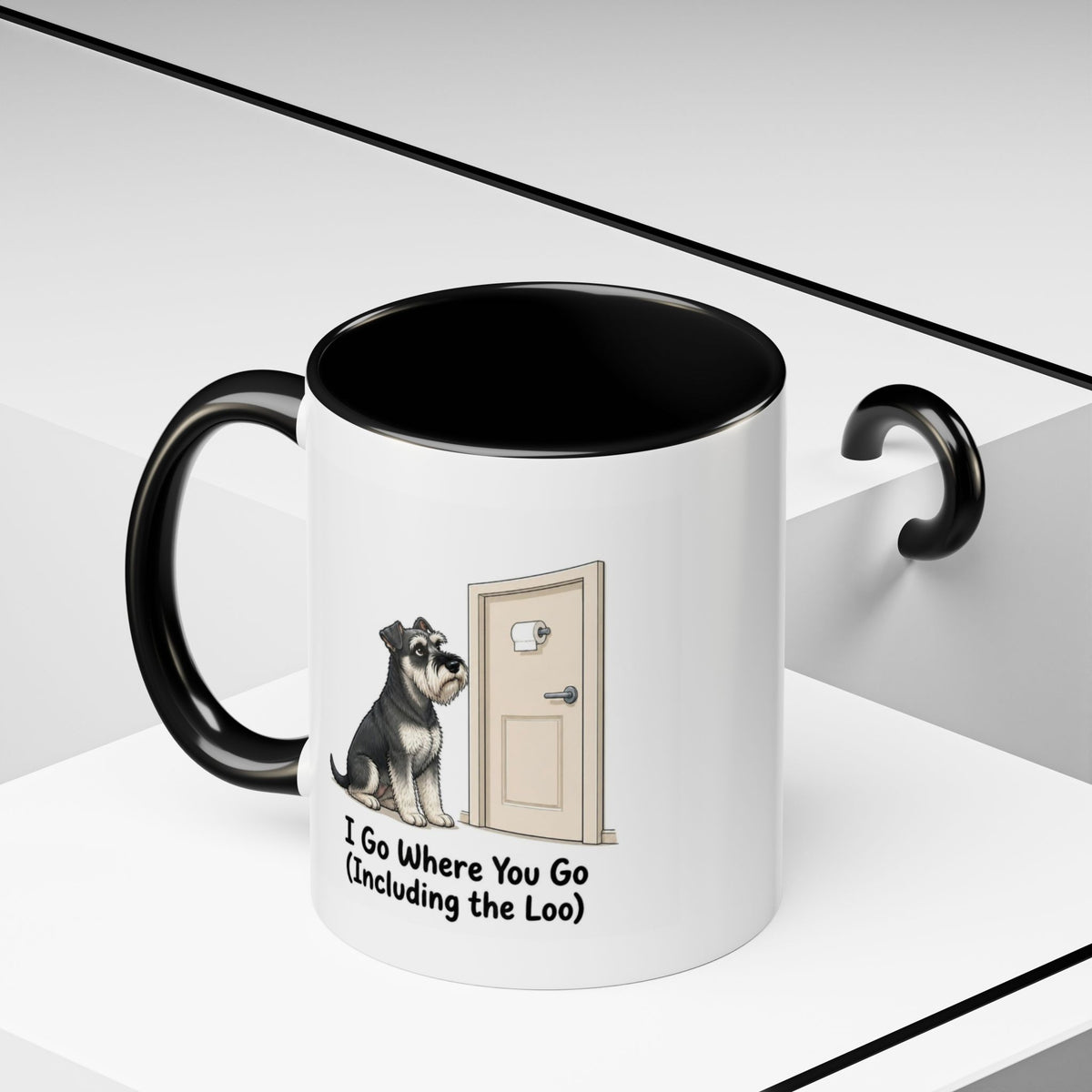 I Go Where You Go Mug - Miniature Schnauzer - Black & Silver