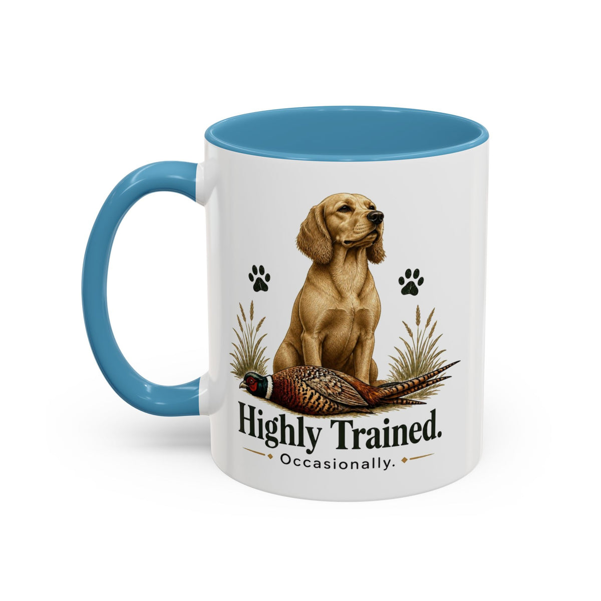 Funny Golden Cocker Spaniel Mug - Highly Trained Occasionally, Gundog Owner Gift, Shooting Dog Lover Coffee Mug, 11oz