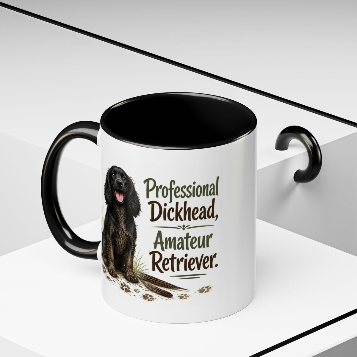 Funny Black Cocker Spaniel Mug - Professional Dickhead, Amateur Retriever, Working Gun Dog Gift, Pheasant Shooting Mug, 11oz