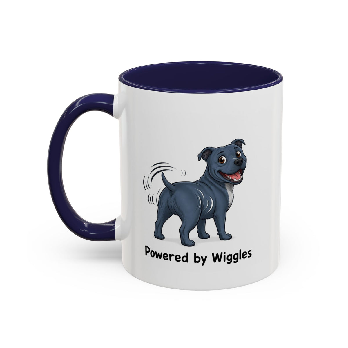 Powered by Wiggles Mug - Staffordshire Bull Terrier - Blue