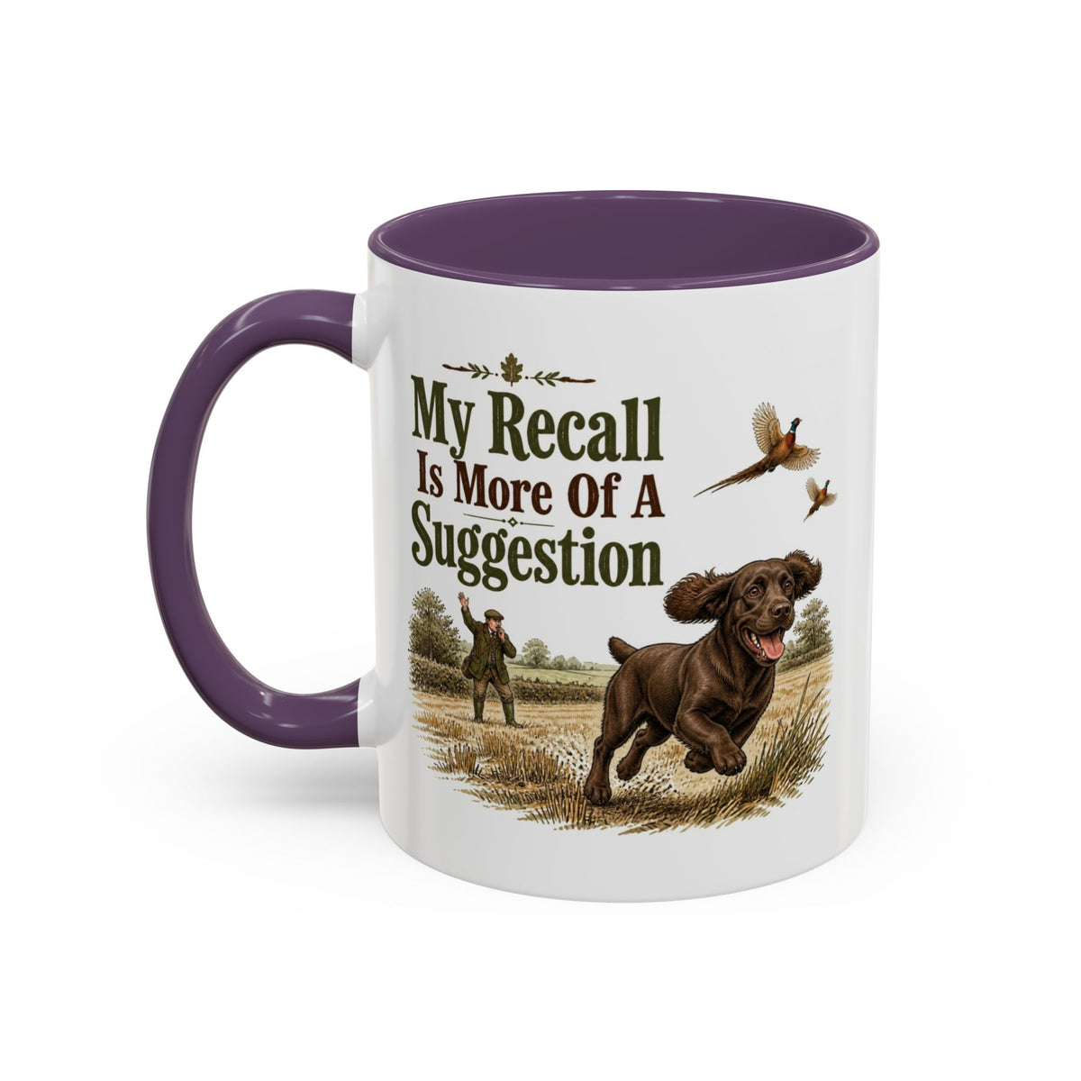 Funny Chocolate Cocker Spaniel Mug - My Recall Is More Of A Suggestion, Working Gun Dog Gift, Pheasant Shooting Mug, 11oz