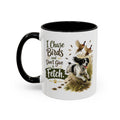 Funny Black and White Springer Spaniel Mug - I Chase Birds and Don't Give a Fetch, Working Gun Dog Gift, Pheasant Shooting Mug, 11oz