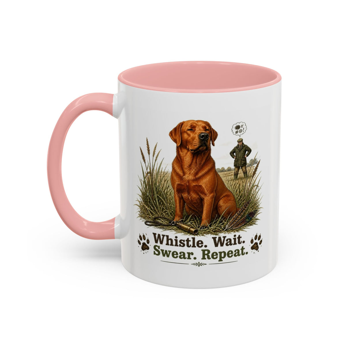 Funny Fox Red Labrador Mug - Whistle. Wait. Swear. Repeat. Working Gun Dog Gift, Dog Training Mug, 11oz