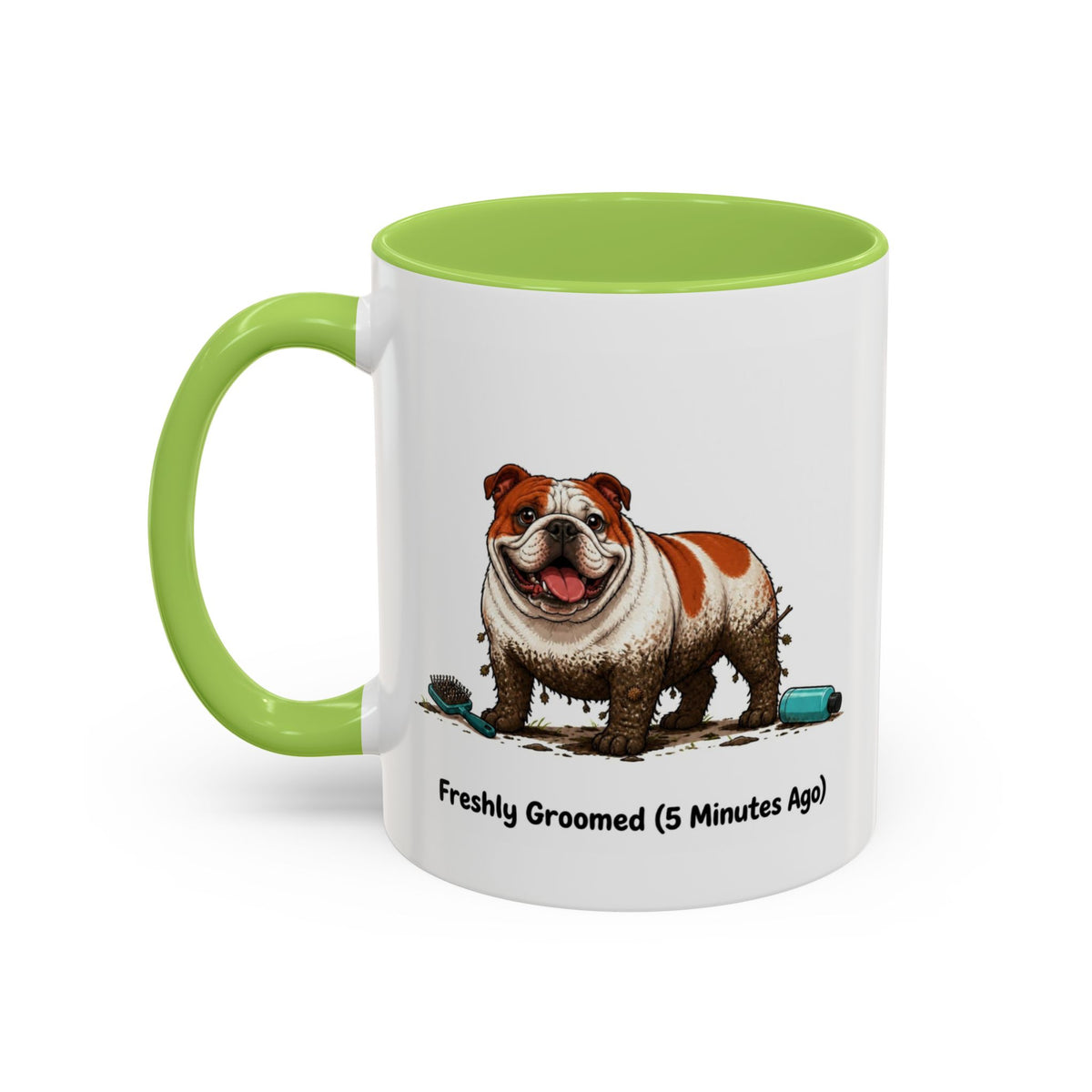 Freshly Groomed Mug - Bulldog - Red & White