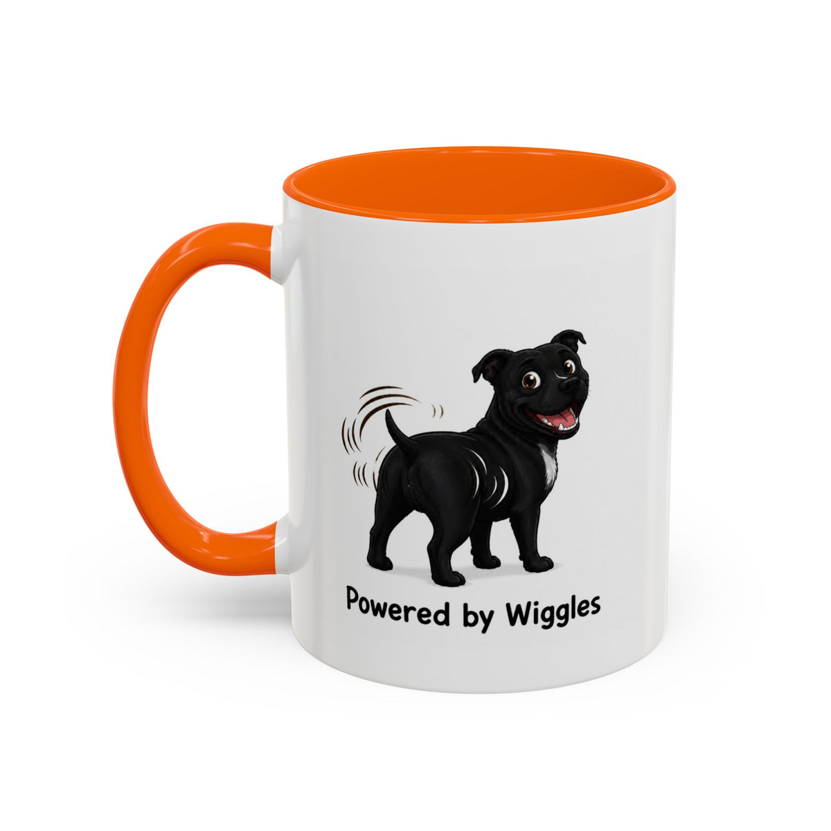 Powered by Wiggles Mug - Staffordshire Bull Terrier - Black
