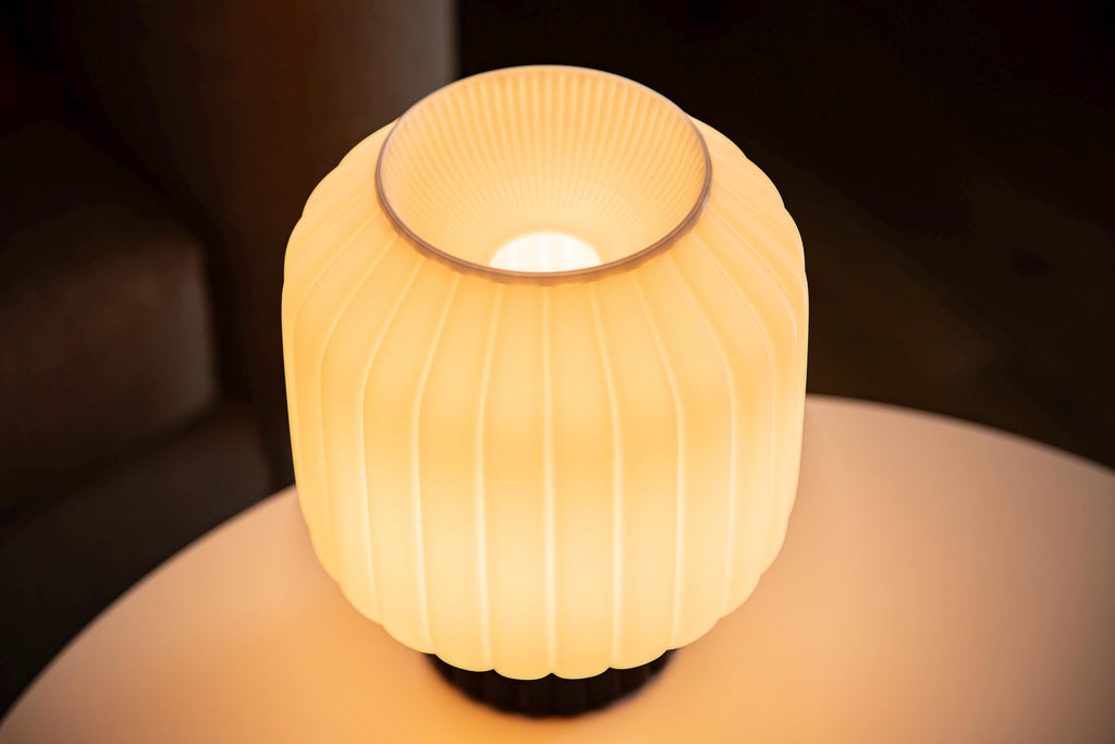 warm glow lamp in a cosy home setting